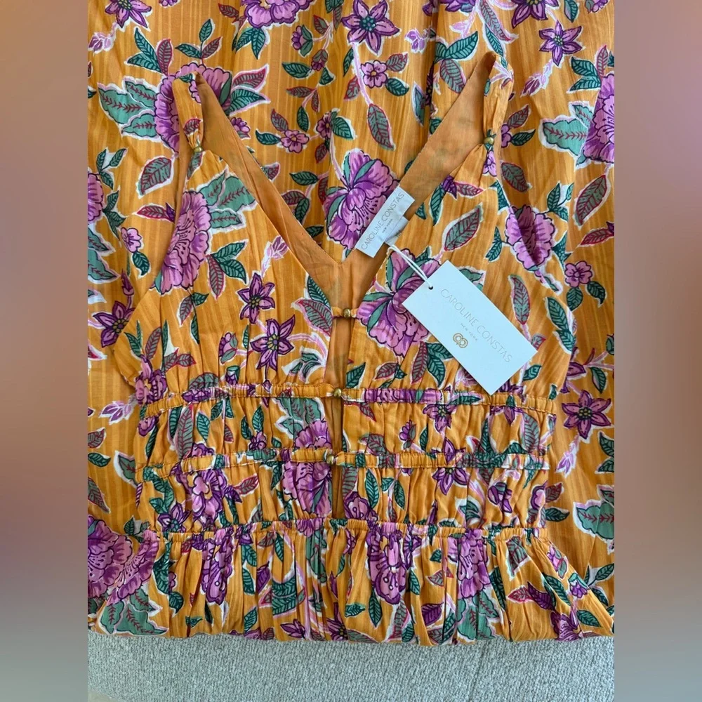 Caroline Constas Floral Dress – Orange & Purple, NWT Size S - Picture 2 of 4